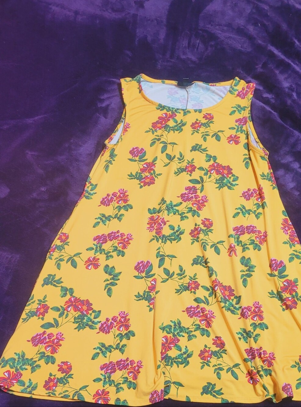 🌼 Nina Leonard Mustard Yellow Floral Shift Dress 🌼 - Picture 4 of 8